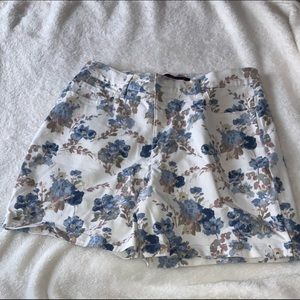 Cream Blue Floral Shorts